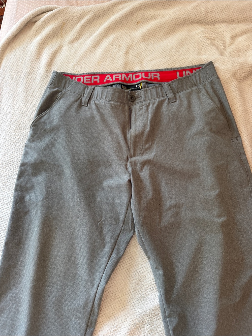 Under Armour Men's Gray Performance Chinos with Red Waistband